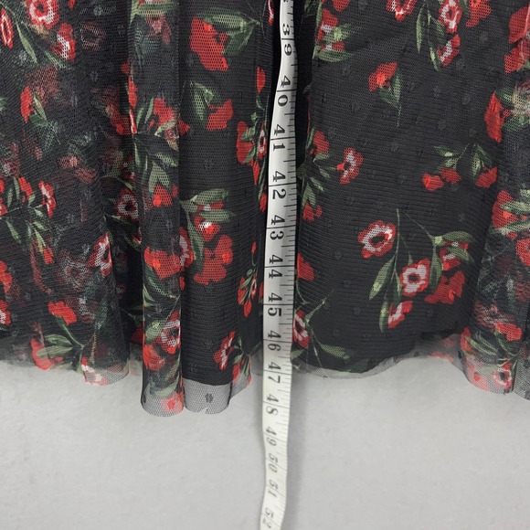 Draper James RSVP Dress Womens Large Black Red Floral Rose Swiss Dot Romantic - Picture 12 of 13